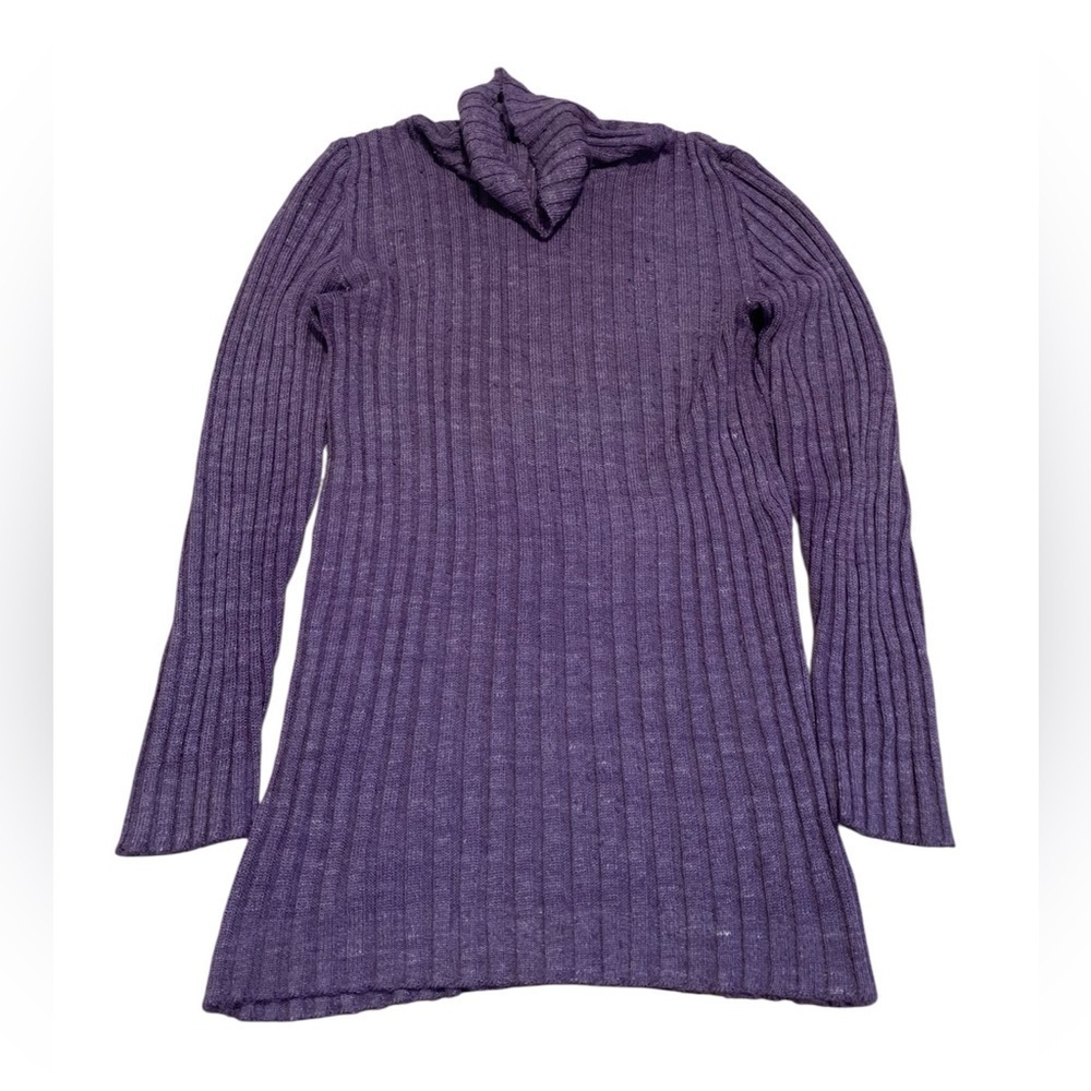 Vintage Zecco! Made in Italy Purple Ribbed Turtleneck Sweater Tunic Large